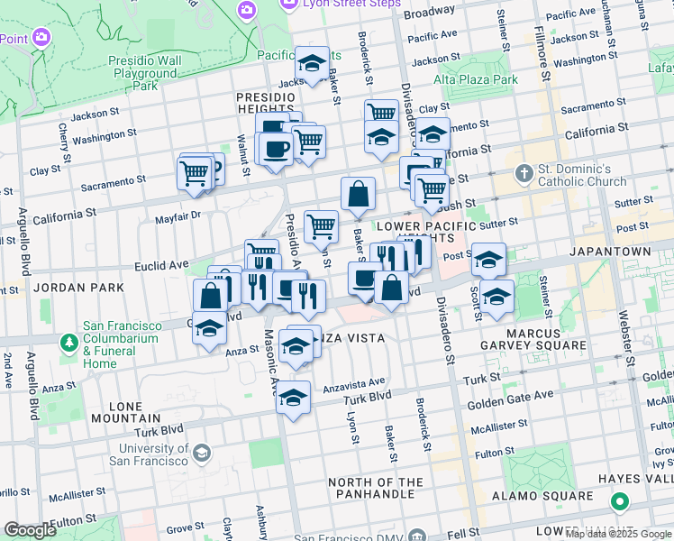 map of restaurants, bars, coffee shops, grocery stores, and more near in San Francisco