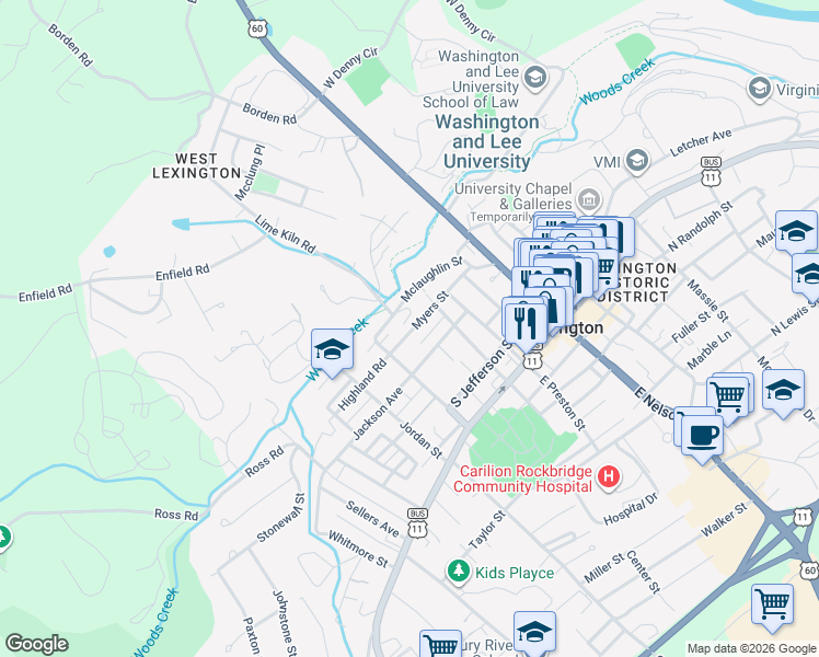 map of restaurants, bars, coffee shops, grocery stores, and more near 318 Myers Street in Lexington