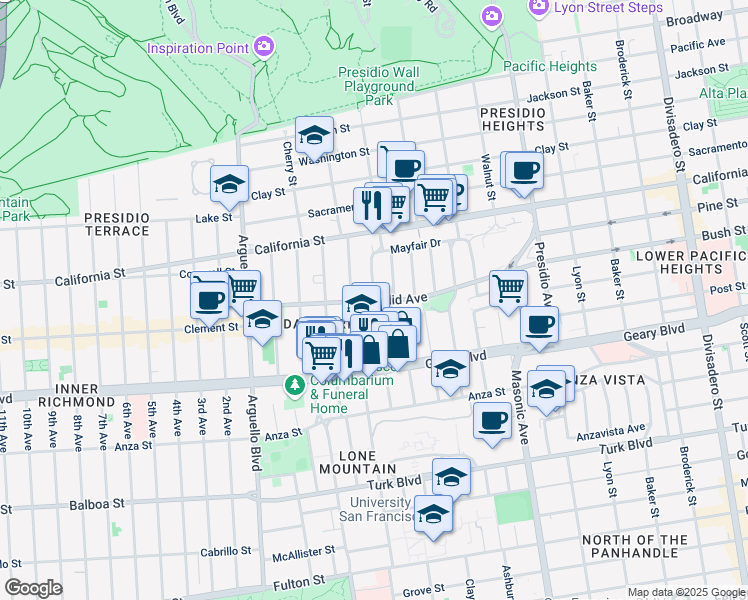 map of restaurants, bars, coffee shops, grocery stores, and more near in San Francisco