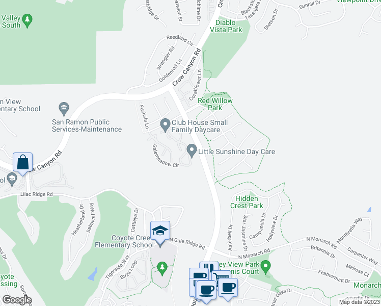 map of restaurants, bars, coffee shops, grocery stores, and more near 505 Ivy Pointe Circle in San Ramon