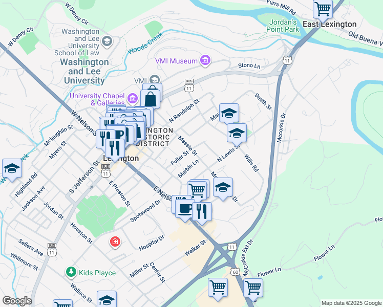 map of restaurants, bars, coffee shops, grocery stores, and more near 220 Massie Street in Lexington