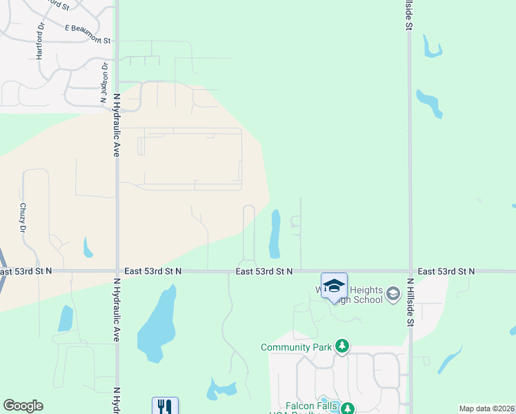 map of restaurants, bars, coffee shops, grocery stores, and more near 2260-3182 East 53rd Street North in Park City