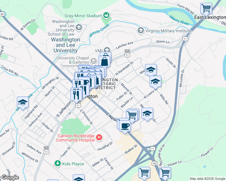 map of restaurants, bars, coffee shops, grocery stores, and more near 101 Tucker Street in Lexington