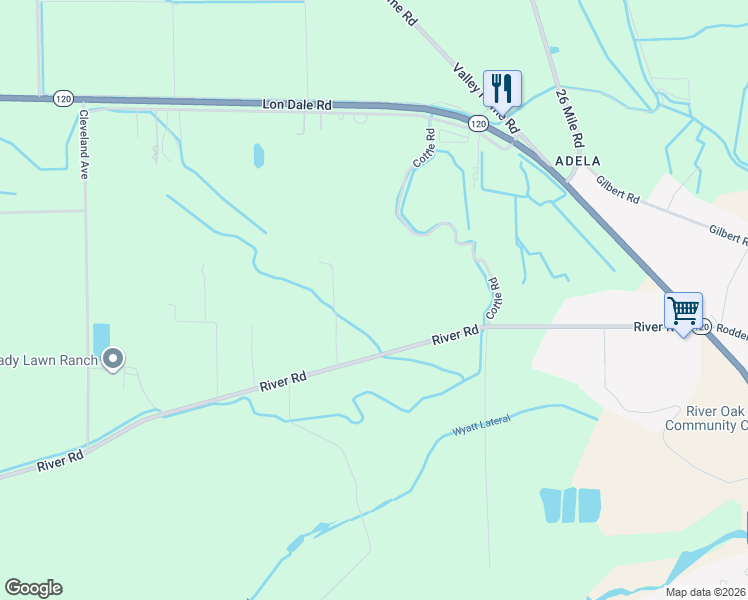 map of restaurants, bars, coffee shops, grocery stores, and more near 6755 River Road in Oakdale