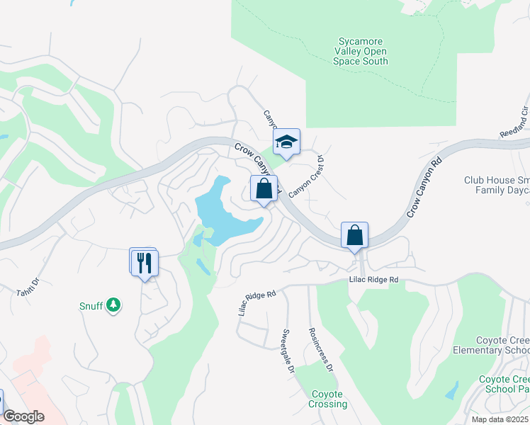 map of restaurants, bars, coffee shops, grocery stores, and more near 4001 West Lakeshore Drive in San Ramon