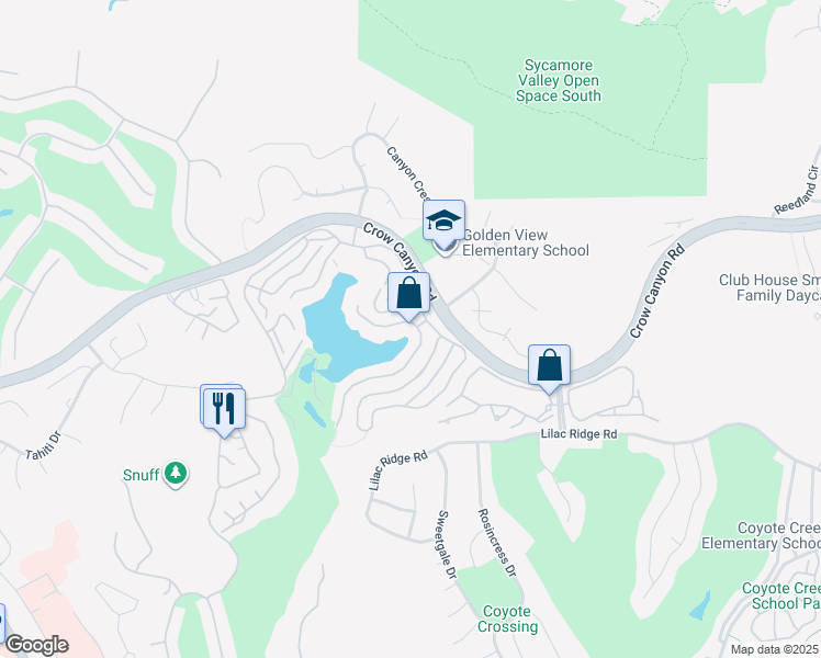 map of restaurants, bars, coffee shops, grocery stores, and more near 4001 West Lakeshore Drive in San Ramon