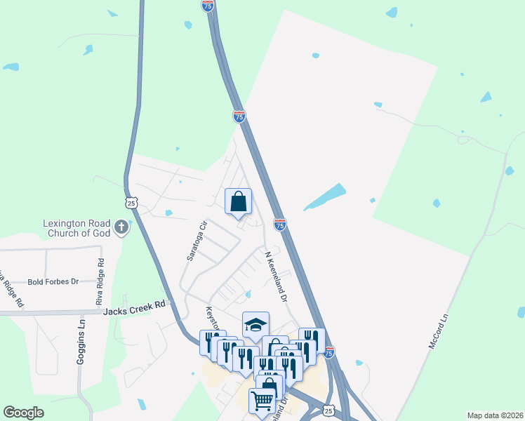 map of restaurants, bars, coffee shops, grocery stores, and more near 407 North Keeneland Drive in Richmond