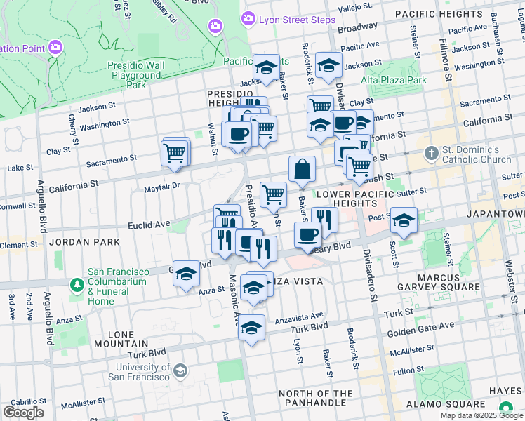 map of restaurants, bars, coffee shops, grocery stores, and more near in San Francisco