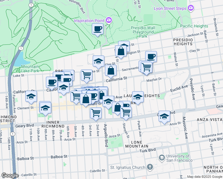 map of restaurants, bars, coffee shops, grocery stores, and more near in San Francisco