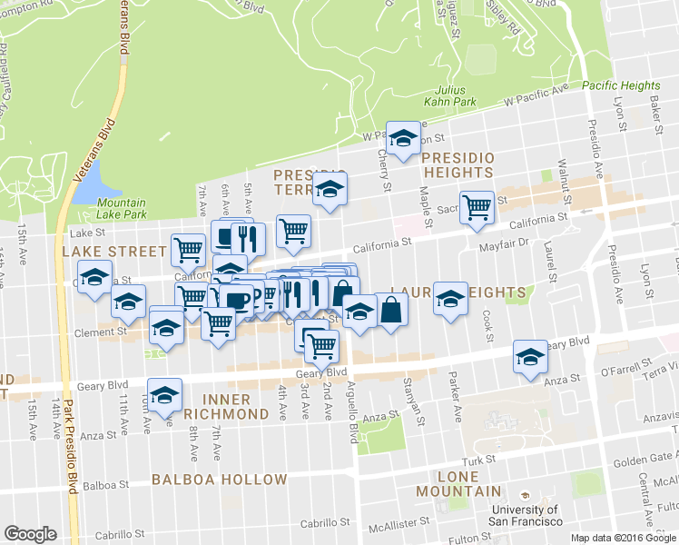 map of restaurants, bars, coffee shops, grocery stores, and more near in San Francisco
