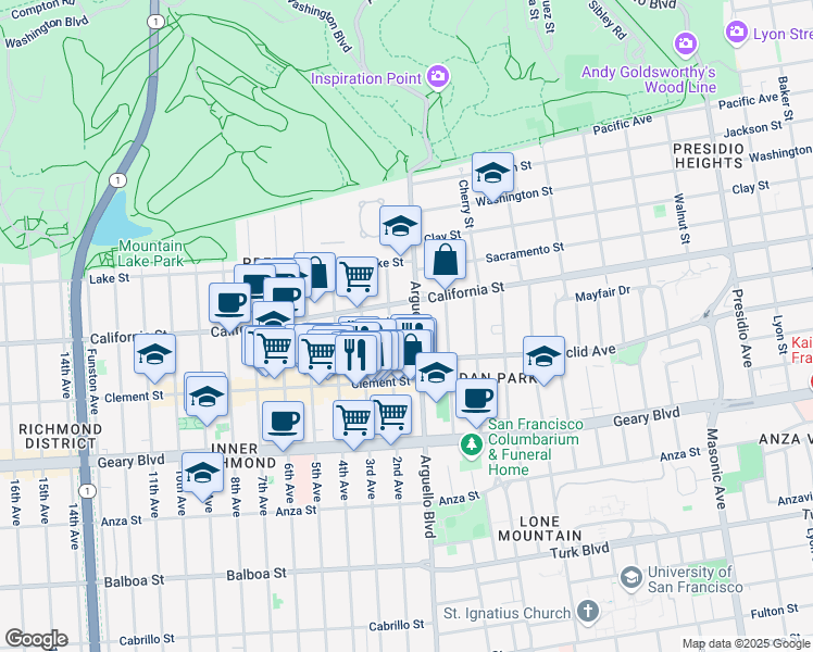 map of restaurants, bars, coffee shops, grocery stores, and more near in San Francisco