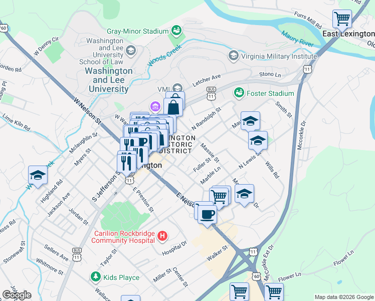 map of restaurants, bars, coffee shops, grocery stores, and more near 109 Tucker Street in Lexington