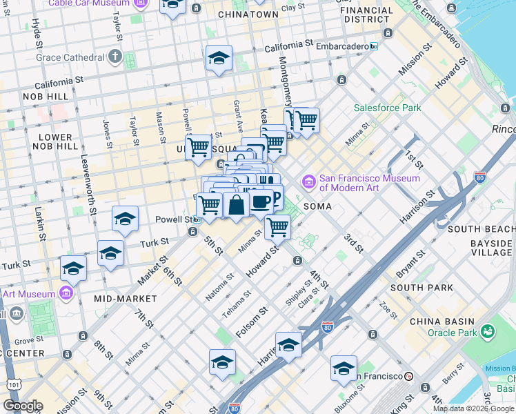 map of restaurants, bars, coffee shops, grocery stores, and more near 789 Mission Street in Milwaukee