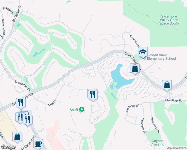 map of restaurants, bars, coffee shops, grocery stores, and more near 3745 Crow Canyon Road in San Ramon