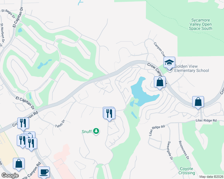 map of restaurants, bars, coffee shops, grocery stores, and more near 3769 Crow Canyon Road in San Ramon