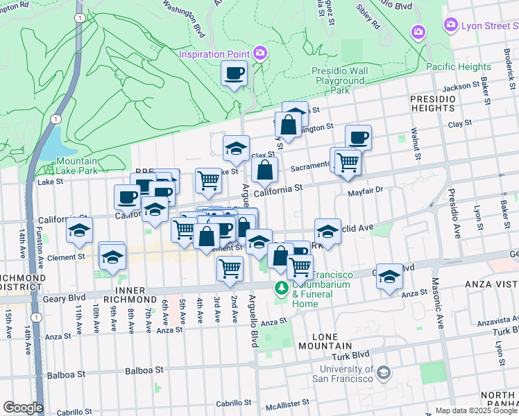 map of restaurants, bars, coffee shops, grocery stores, and more near in San Francisco