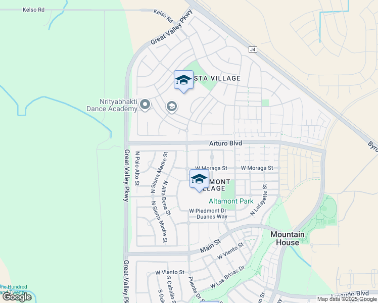 map of restaurants, bars, coffee shops, grocery stores, and more near 461 North Albany Street in Tracy