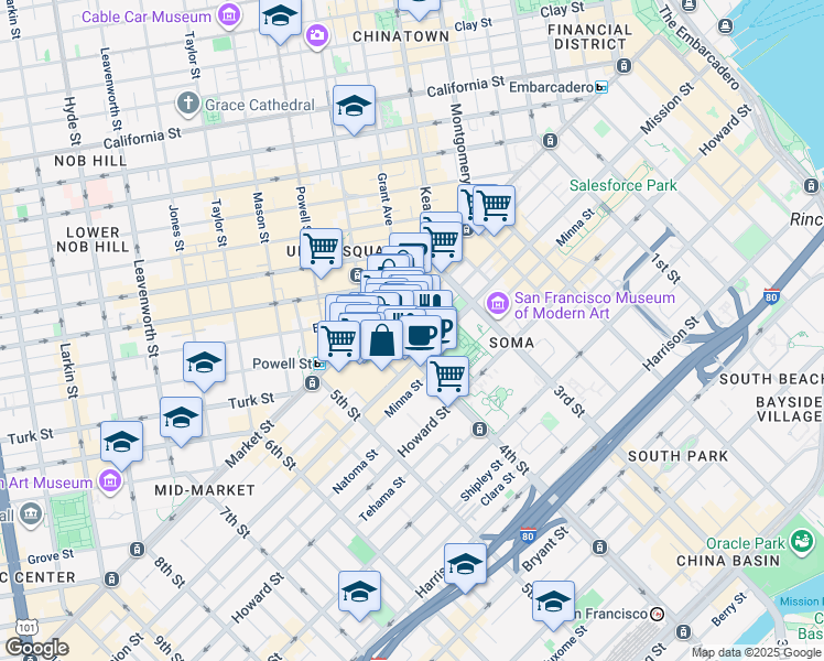 map of restaurants, bars, coffee shops, grocery stores, and more near 789 Mission Street in Milwaukee