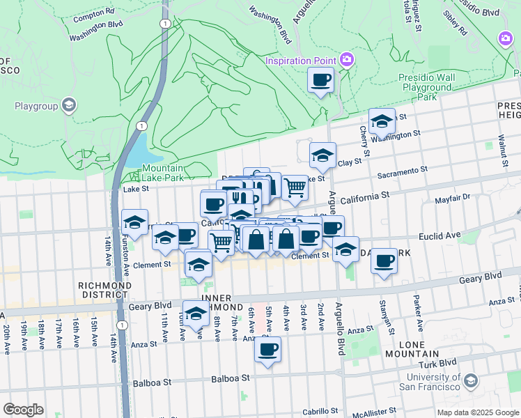 map of restaurants, bars, coffee shops, grocery stores, and more near in San Francisco