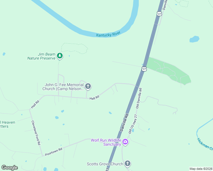 map of restaurants, bars, coffee shops, grocery stores, and more near 1224 Hall Road in Nicholasville