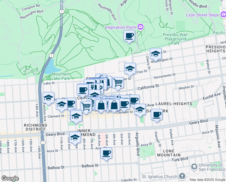 map of restaurants, bars, coffee shops, grocery stores, and more near in San Francisco