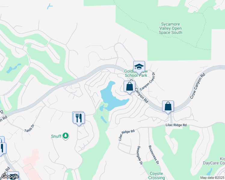 map of restaurants, bars, coffee shops, grocery stores, and more near 4051 West Lakeshore Drive in San Ramon
