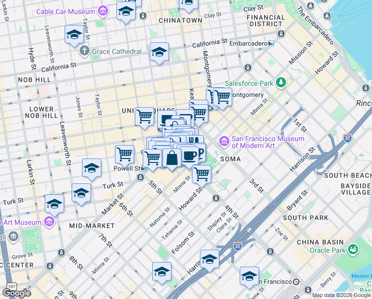 map of restaurants, bars, coffee shops, grocery stores, and more near 789 Mission Street in Milwaukee