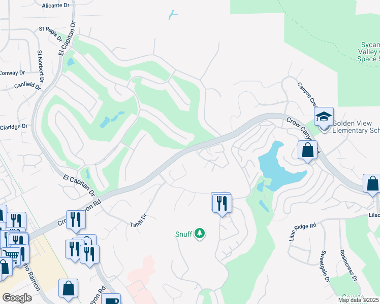 map of restaurants, bars, coffee shops, grocery stores, and more near 3779 Crow Canyon Road in San Ramon