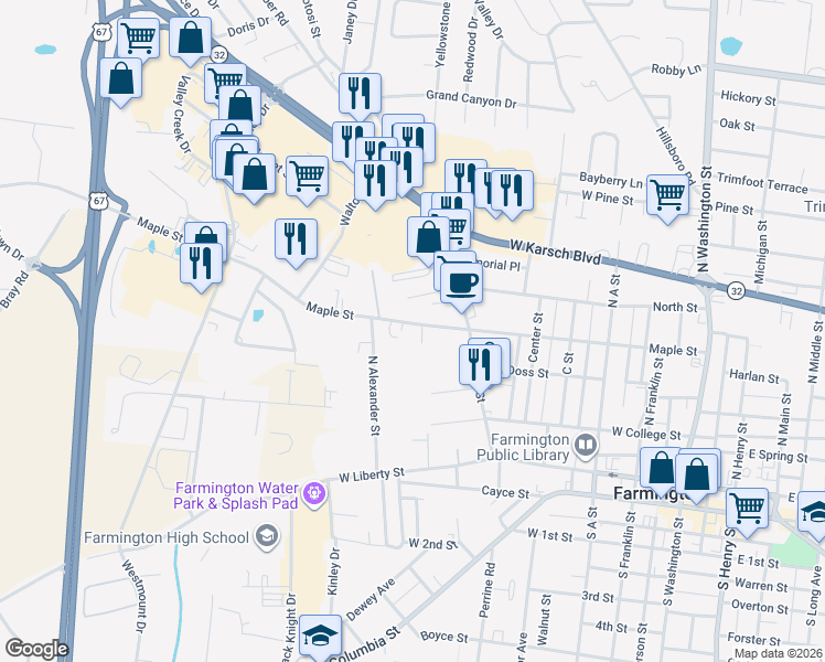 map of restaurants, bars, coffee shops, grocery stores, and more near in St. Francois County