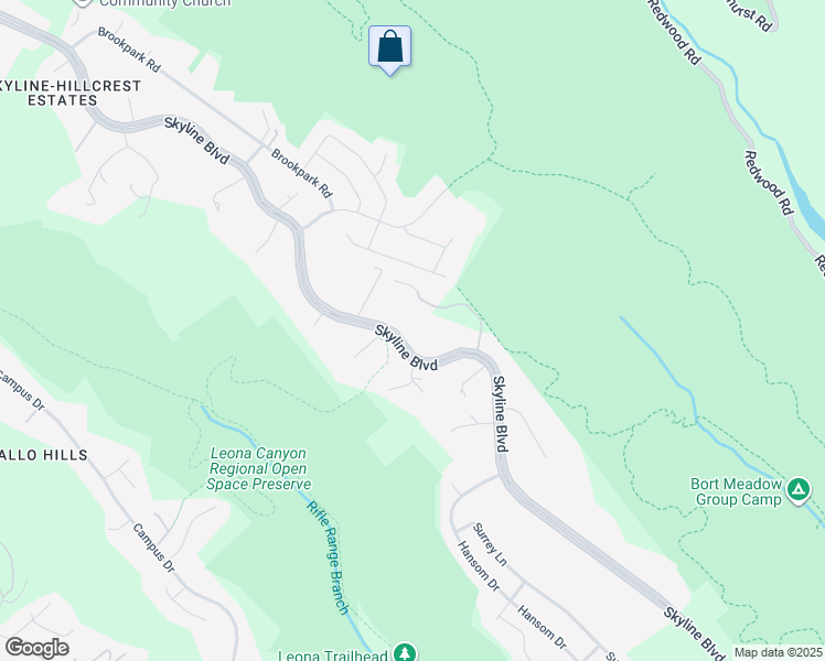 map of restaurants, bars, coffee shops, grocery stores, and more near 2 Skyline Boulevard in Oakland