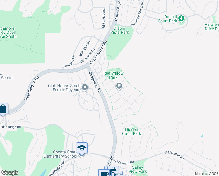 map of restaurants, bars, coffee shops, grocery stores, and more near 212 Dandelion Lane in San Ramon