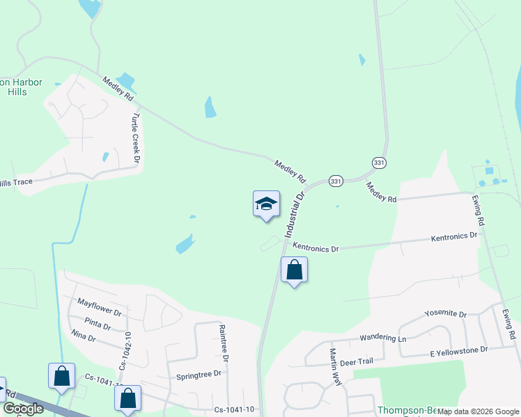 map of restaurants, bars, coffee shops, grocery stores, and more near 1000 Industrial Drive in Owensboro