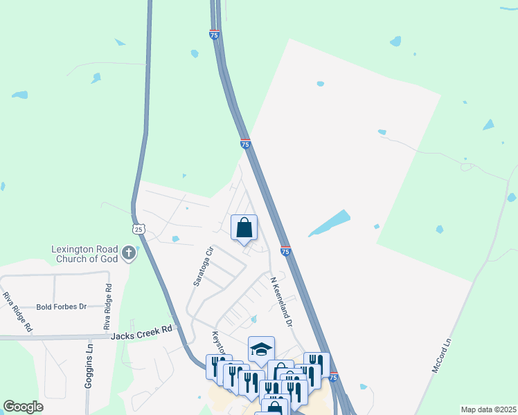 map of restaurants, bars, coffee shops, grocery stores, and more near 9 North Keeneland Drive in Richmond