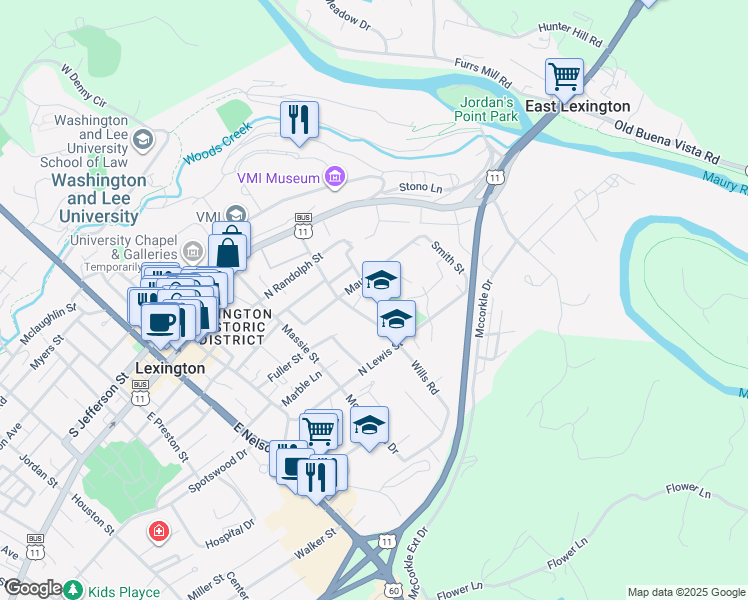 map of restaurants, bars, coffee shops, grocery stores, and more near 302 Diamond Street in Lexington