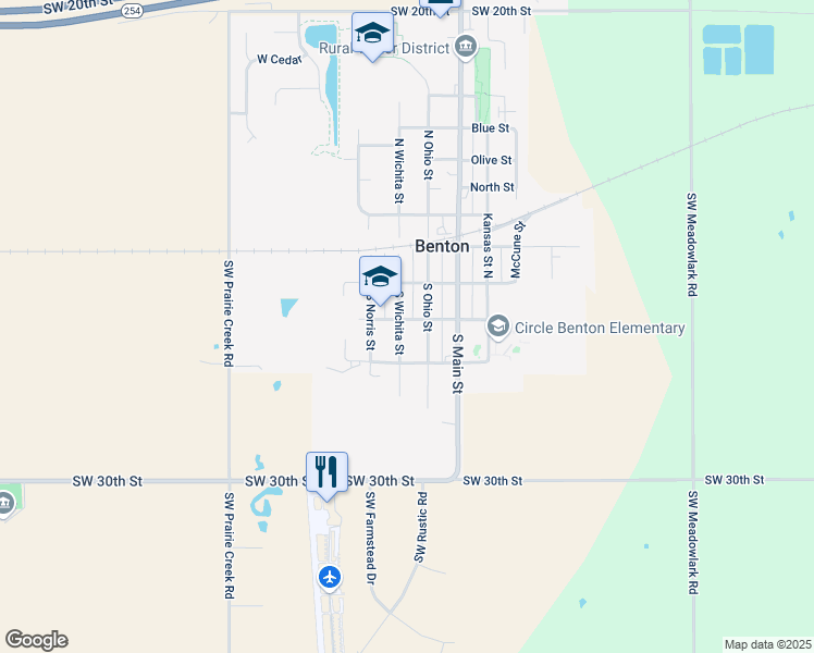 map of restaurants, bars, coffee shops, grocery stores, and more near 255 South Street in Benton