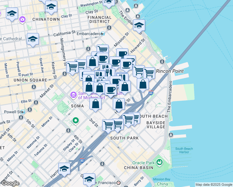 map of restaurants, bars, coffee shops, grocery stores, and more near 530-534 Folsom Street in San Francisco