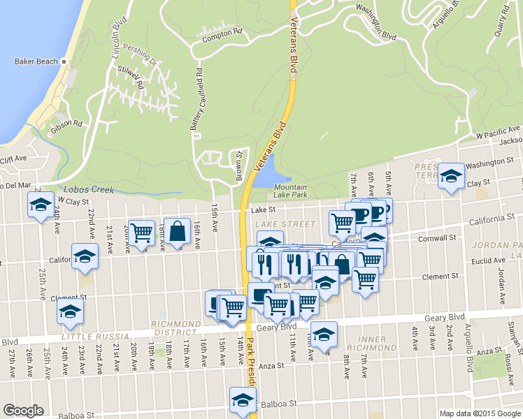 map of restaurants, bars, coffee shops, grocery stores, and more near in San Francisco