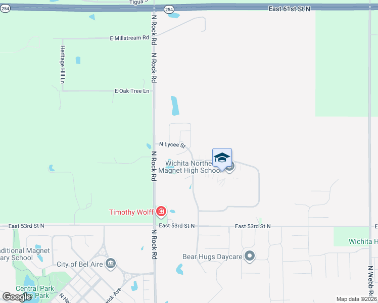 map of restaurants, bars, coffee shops, grocery stores, and more near 5550 North Lycee in Bel Aire