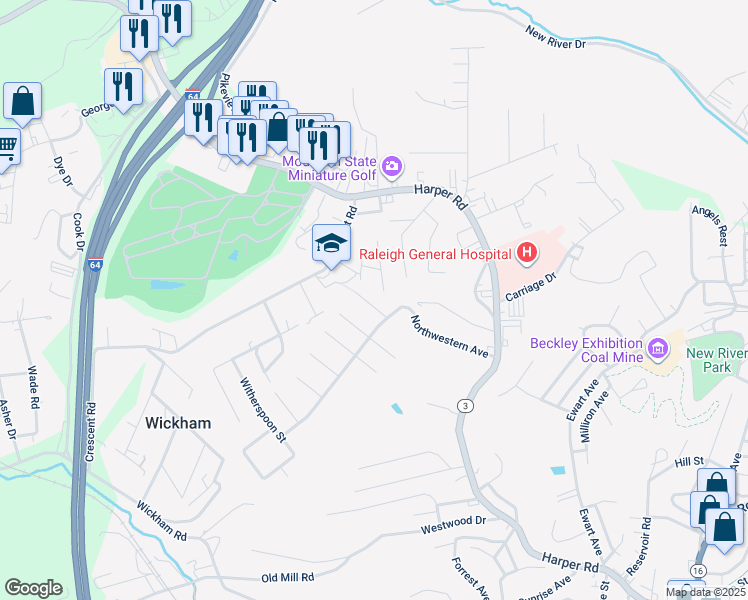 map of restaurants, bars, coffee shops, grocery stores, and more near 109 Sigmund St in Beckley