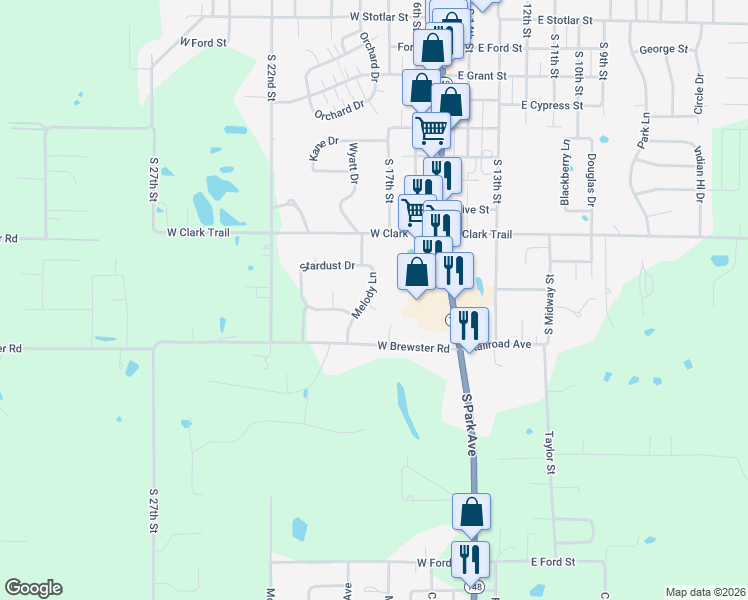 map of restaurants, bars, coffee shops, grocery stores, and more near 808 Melody Lane in Herrin