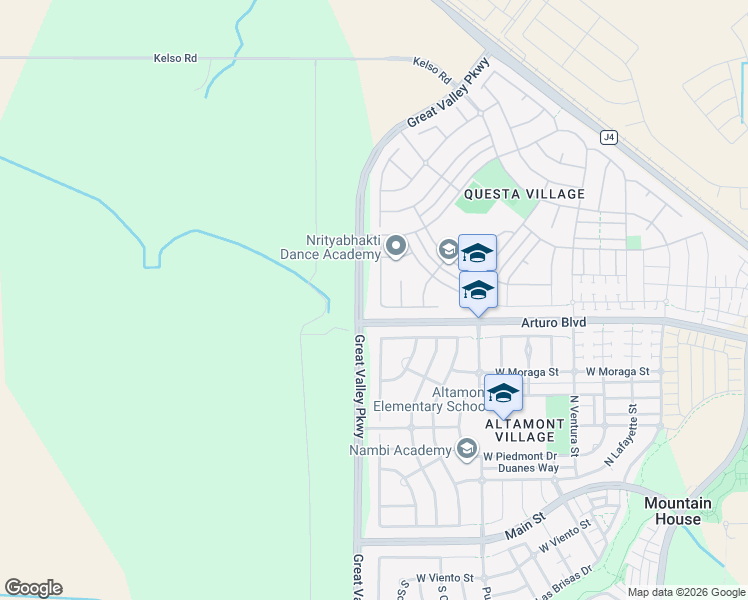 map of restaurants, bars, coffee shops, grocery stores, and more near 517 North Castellina Terrace in Mountain House