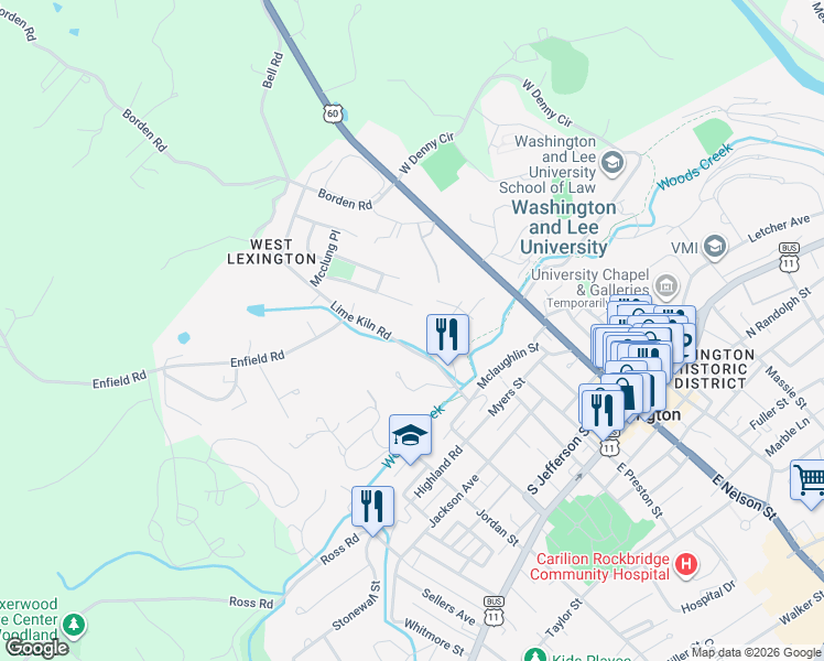map of restaurants, bars, coffee shops, grocery stores, and more near 442 Lime Kiln Road in Lexington