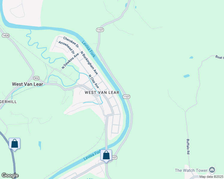 map of restaurants, bars, coffee shops, grocery stores, and more near 42 Buckingham Avenue in Paintsville