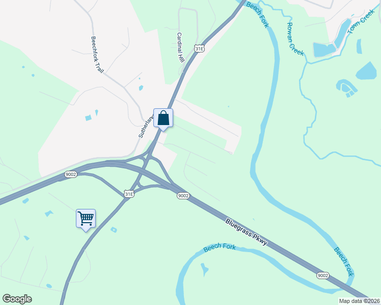 map of restaurants, bars, coffee shops, grocery stores, and more near 1000 Ray Wimsett Boulevard in Bardstown