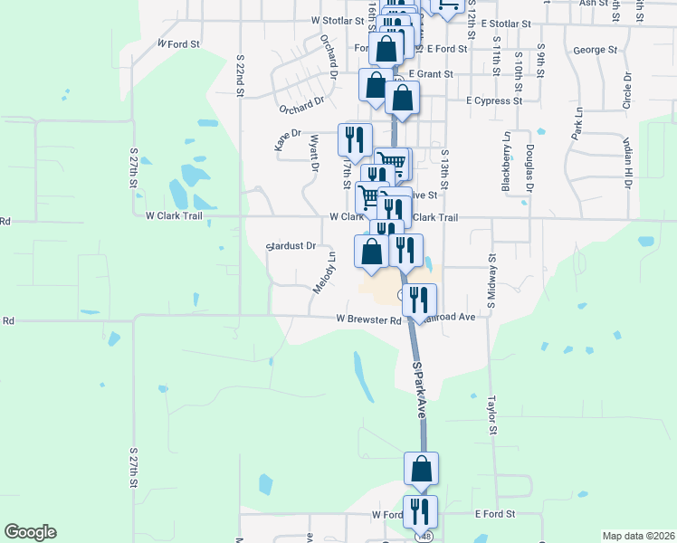map of restaurants, bars, coffee shops, grocery stores, and more near 808 Melody Lane in Herrin