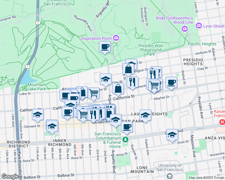 map of restaurants, bars, coffee shops, grocery stores, and more near in San Francisco