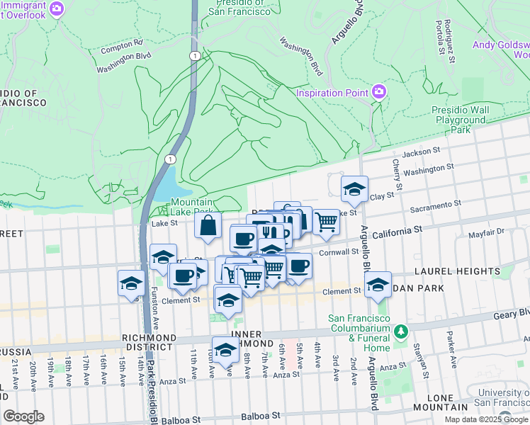 map of restaurants, bars, coffee shops, grocery stores, and more near in San Francisco