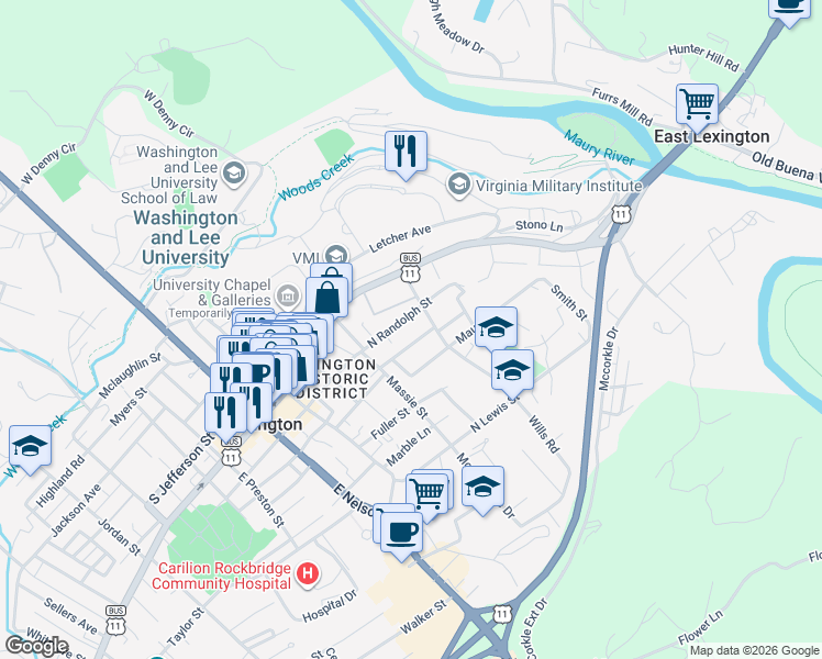 map of restaurants, bars, coffee shops, grocery stores, and more near 215 Senseney Lane in Lexington