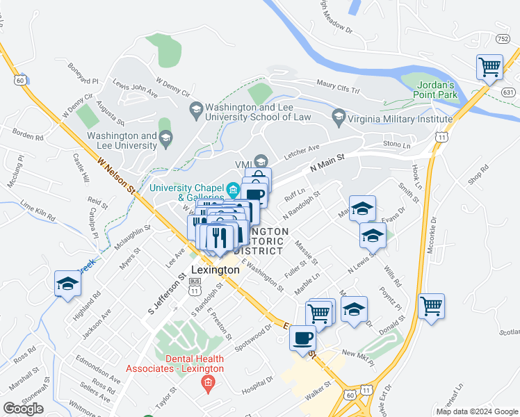 map of restaurants, bars, coffee shops, grocery stores, and more near 6 Parry Lane in Lexington