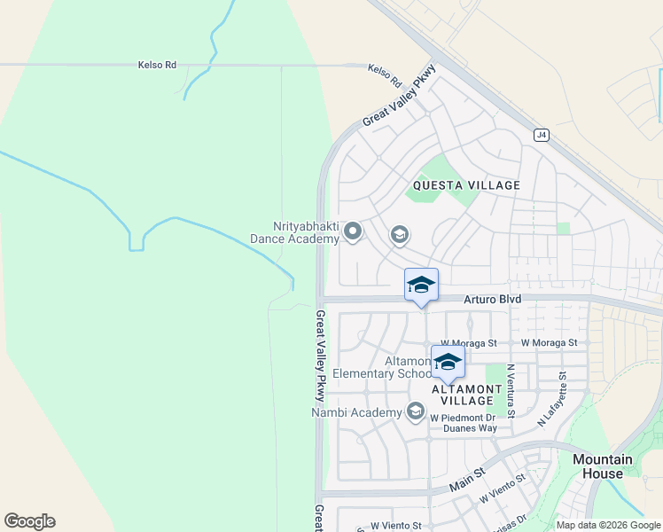 map of restaurants, bars, coffee shops, grocery stores, and more near 517 North Castellina Terrace in Mountain House